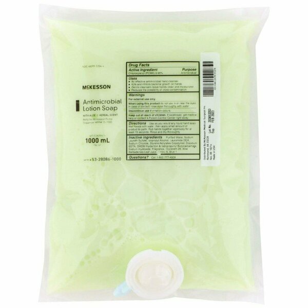 Mckesson Antimicrobial Lotion Soap, Herbal Scent, Aloe, 1,000 mL Refill Bag 53-28086-1000